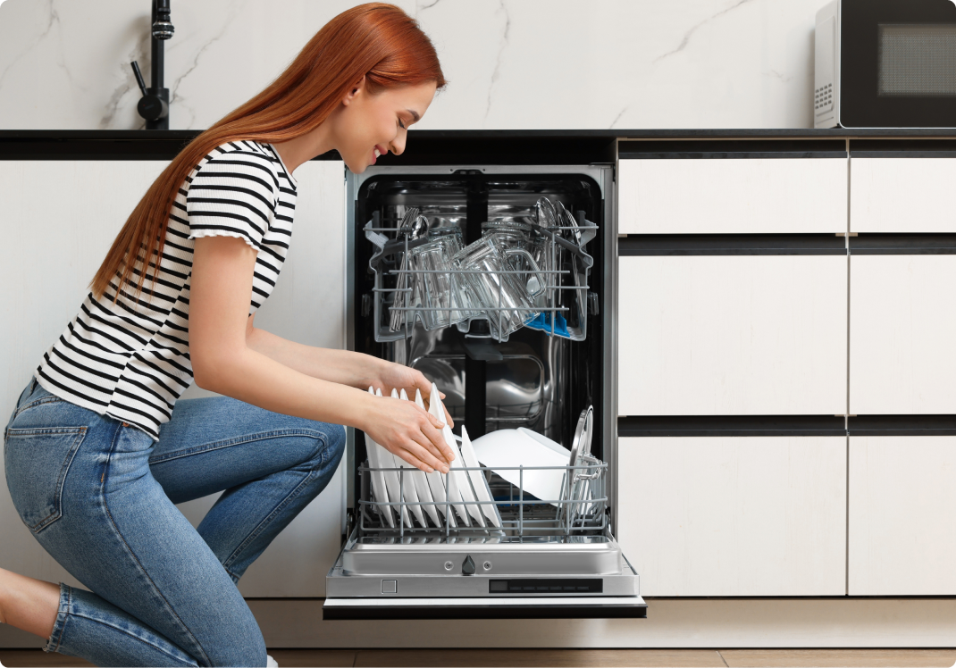 Inside a dishwasher