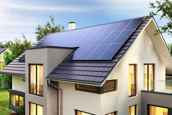 Home with solar panels 