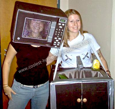 2 girls in microwave costume