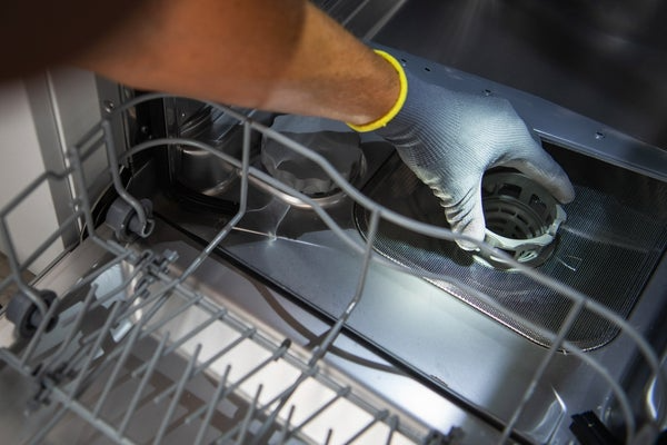 maintenance on the inside of a dishwasher