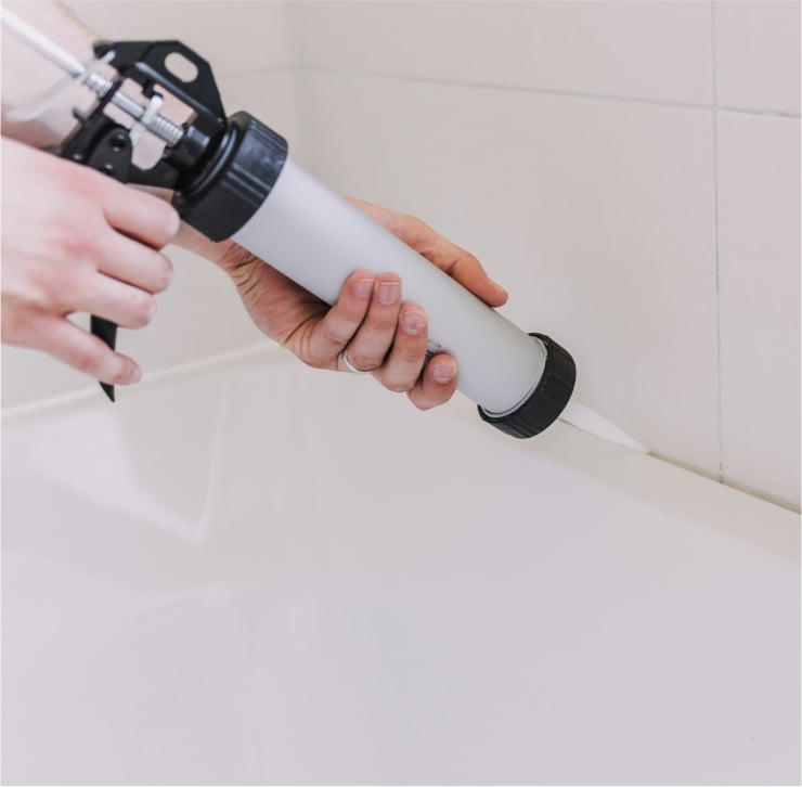 Caulking a bathroom