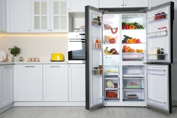 open fridge in kitchen